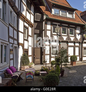 alte Kirche quadratisch, Fachwerk-Häuser, Gütersloh Stockfoto