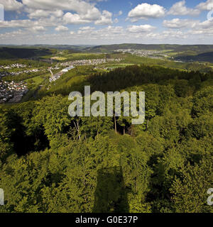 Blick vom Kueppel Turm auf Freienohl, Meschede Stockfoto