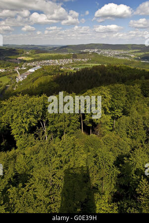 Blick vom Kueppel Turm auf Freienohl, Meschede Stockfoto