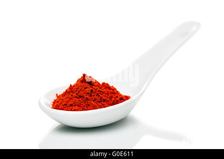 Paprika (Capsicum) Pulver auf einen Löffel Stockfoto