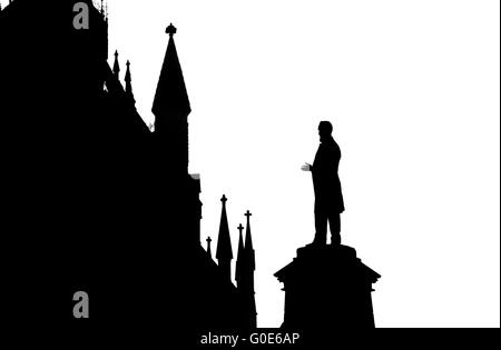 Statue in schwarz/weiß Ottawa Parlament Kanada Stockfoto