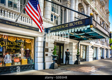 Die historischen Beaux-Arts-Stil Hermitage Hotel vor Ort in Nashville, TN, bleibt eine führende Luxus-Destination in der Nähe das State capitol Stockfoto