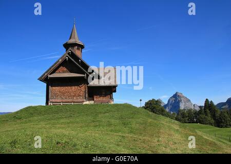 Alte Holz-Kapelle in Stoos Stockfoto