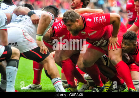 Nizza, Frankreich. 30. April 2016. Französische Top 14 Rugby Union. Übereinstimmung zwischen RC Toulon und Stade Toulousain (Toulouse) an Allianz Riviera am 30. April 2016 in Nizza, Frankreich. 10-12 Credit Score: Norbert Scanella/Alamy Live-Nachrichten Stockfoto