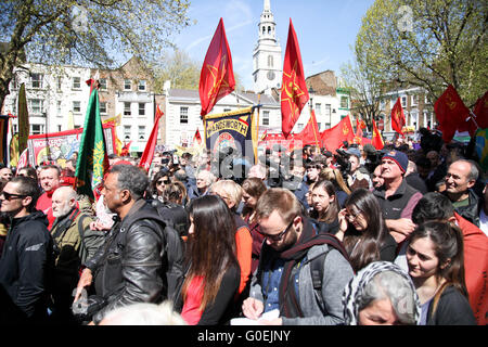 London, UK. 1. Mai 2016. Tausende an Maikundgebung in London gefolgt von einem März zu Trafalgar Square Krediten teilnehmen: Dinendra Haria/Alamy Live News Stockfoto