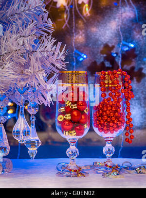 Ein Glas Champagner, Weihnachtsbaum, Weihnachten de Stockfoto