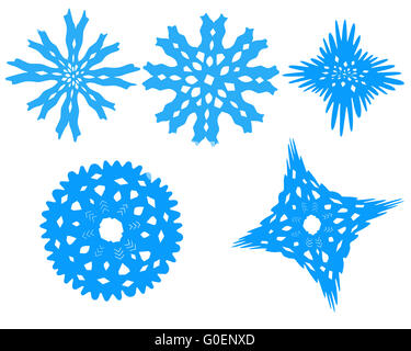 schöne Schneeflocken isoliert auf die weißen Hinterg Stockfoto