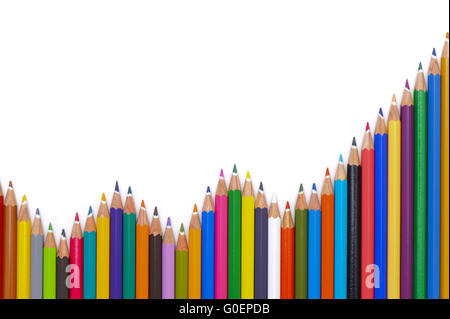 Buntstifte zeigen Chart und Erfolg Stockfoto