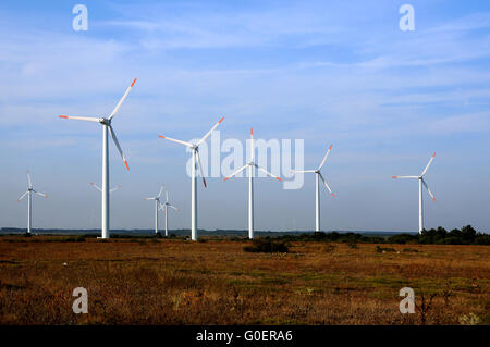 Windkraftanlagen in Bulgarien Stockfoto