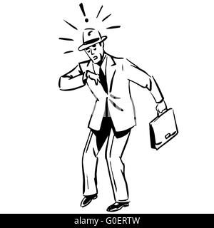 späten Geschäftsmann sucht Uhr Business-Konzept Stockfoto