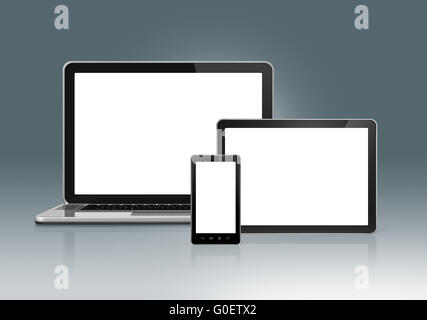 High Tech Laptop, Handy und digitale TabletPC Stockfoto