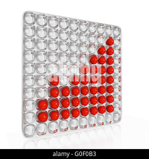 Wachstum Balkendiagramm der roten Kugeln auf silbernen Tablett Stockfoto