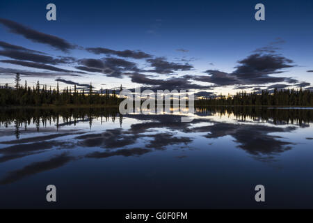 mondbeschienenen Landschaft, Lappland, Schweden Stockfoto