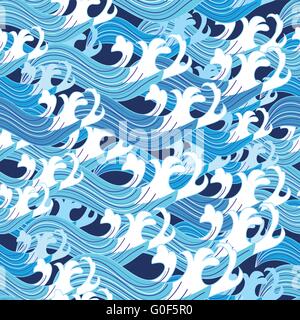 Grafischen Musterdesign Vektor Meereswellen Stock Vektor