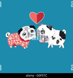 Liebe Hunde pugs Stock Vektor