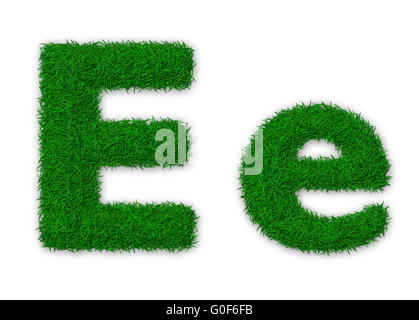 Abbildung von Kapital und Kleinbuchstabe E gemacht Gras Stockfoto