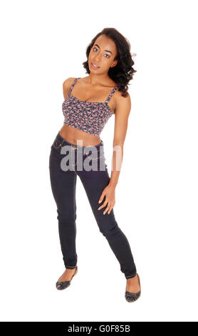 Afroamerikanische Frau in Jeans. Stockfoto