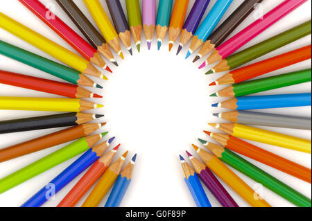 Buntstifte zeigen symbolische Teamarbeit Stockfoto