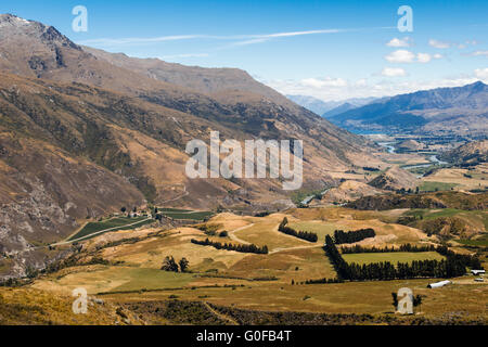 Landschaft in der Nähe von Queenstown, Crown Range, New Zealand Stockfoto