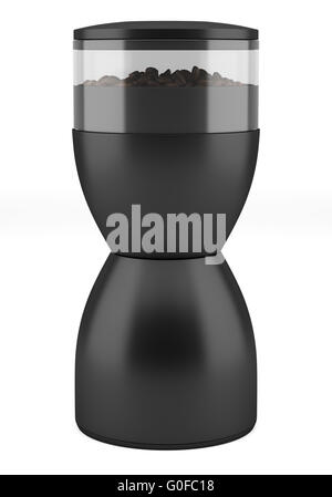 schwarzen Kaffeemühle isoliert auf weißem Hintergrund Stockfoto