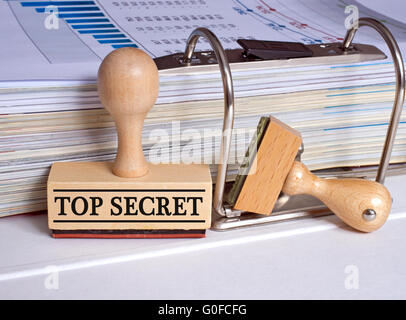 Top Secret - Stempel im Büro Stockfoto