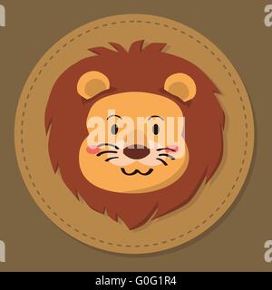 Cute Lion Head Cartoon Mascot Stock Vektor