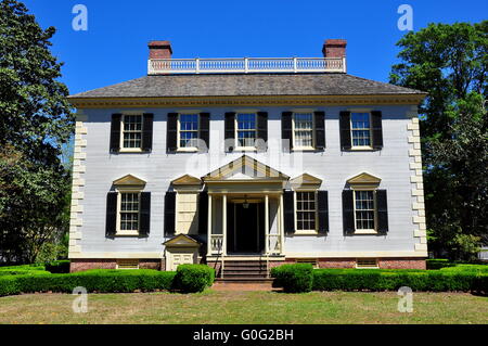 New Bern, North Carolina: georgische c. 1780 John Wright Stanly House mit Garten Eingang Portikus * Stockfoto