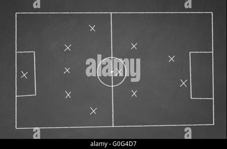 Fußballplatz mit Kreide auf die Tafel gezeichnet Stockfoto