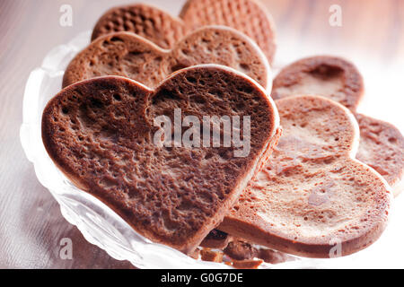 Herzform Lebkuchen. Hautnah. Liebe-Konzept Stockfoto