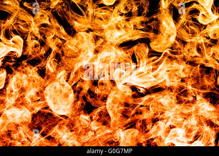 Feuer Flammen auf schwarzem Hintergrund. Perfekt für design Stockfoto