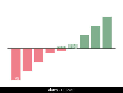 Grafik nach oben mit Farbverlauf Stockfoto