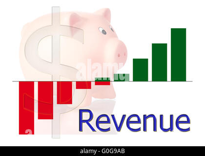Grafik nach oben mit Farbverlauf und Sparschwein Stockfoto