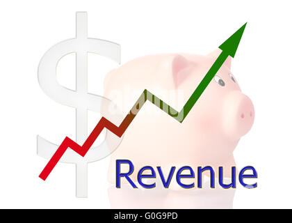 Grafik nach oben mit Farbverlauf und Sparschwein Stockfoto