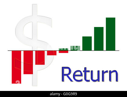 Grafik mit Farbverlauf mit Dollar-Symbol nach oben Stockfoto