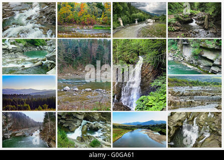 Collage von Landschaften Natur der Karpaten Stockfoto