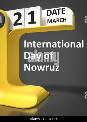 Vintage Kalender internationaler Tag des Nowruz Stockfoto