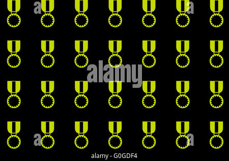 Neon-Medaille auf schwarzem Hintergrund Stockfoto