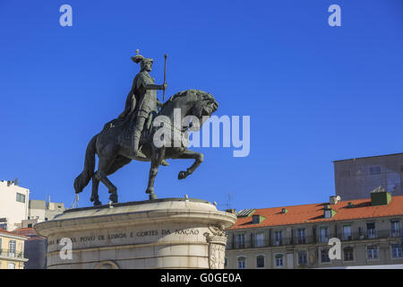 König Jose ich Statue in der Nähe von Lissabon Story Center am sonnigen Tag Stockfoto