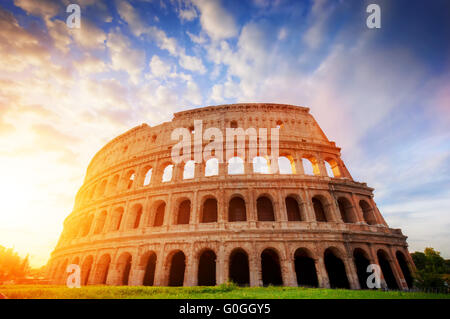 Kolosseum in Rom, Italien. Amphitheater im Sonnenaufgang Licht. Stockfoto