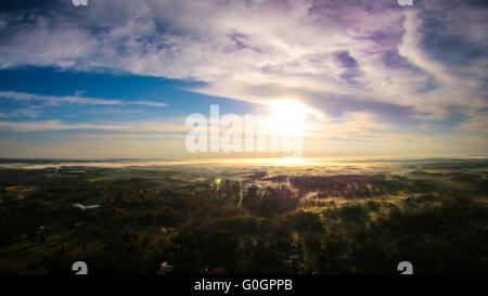 Luftbild des morgendlichen Sonnenaufgang über York sc Stockfoto