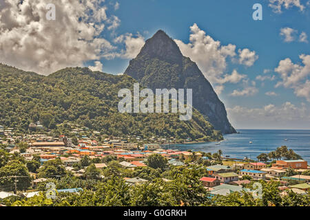 Piton und Westindien Stadt Soufriere St. Lucia Stockfoto