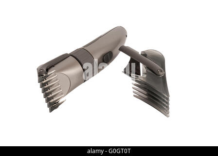 Elektronische Sammlung - Nahaufnahme von Haarschneider isoliert auf weißem Hintergrund Stockfoto