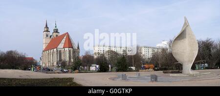 Panorama der Stadt Magdeburg an den Ufern des Flusses Elbe Stockfoto