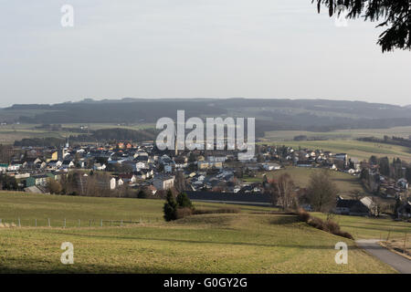 Blick auf die Gemeinde Bad Leonfelden auf dem Land - Österreich Stockfoto