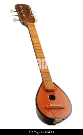 Griechische Musikinstrument Bouzouki isoliert auf weißem Hintergrund Stockfoto