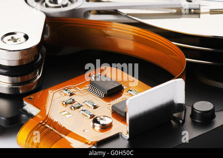 Computer Festplatte (HDD) Hintergrund auseinander genommen Stockfoto