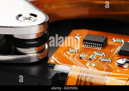 Computer Festplatte (HDD) Hintergrund auseinander genommen Stockfoto