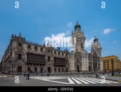 Erzbischöflichen Palast von Lima, der Hauptstadt von Peru Stockfoto