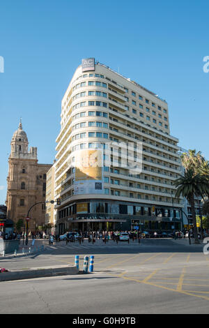 Vier-Sterne-Hotel AC Malaga Palacio - Marriott und die Kathedrale. Málaga, Andalusien, Spanien Stockfoto