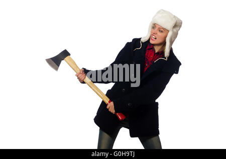 Frau mit Hut in lustige Konzept Stockfoto